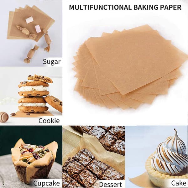 2500 stk. ublekede bakepapirark, 4x4 tommer non-stick ferdigkuttede bakepapir, perfekt for innpakning Brown