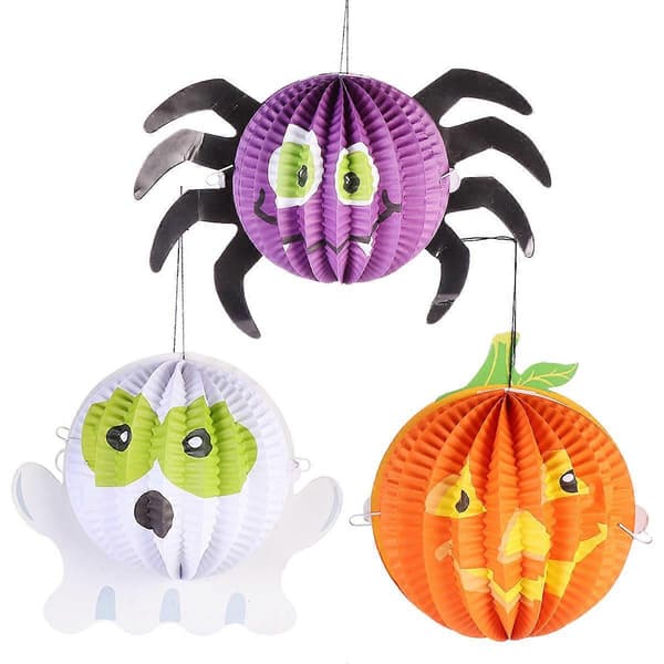 Halloween Spøgelse Edderkop Græskar Lanterne 3 stk Sæt
