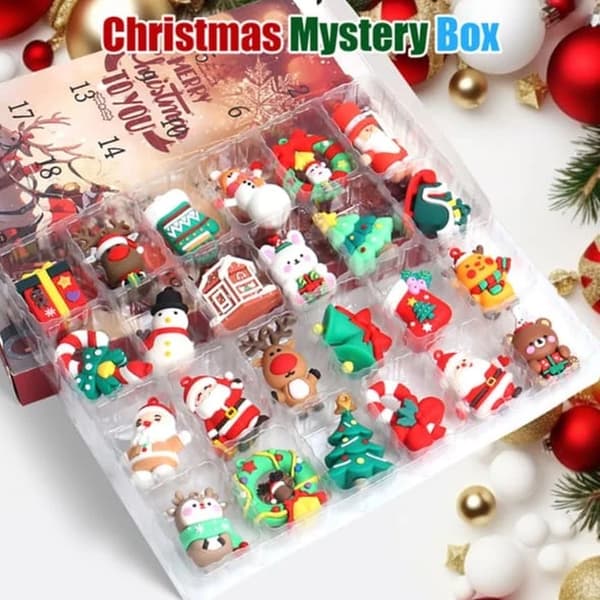 Jul Blind Box - 3D Dockhänge - Julkalender Nedräkningspresent - Julgransset (J)