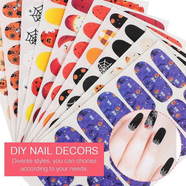 Halloween neglemærkater 10 ark til neglekunst DIY manicure tilbehør[J]