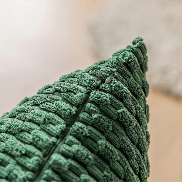 Fløjl Corduroy Pyntepudebetræk til seng, 2 stk, 40 x 40 cm, Mørkegrøn