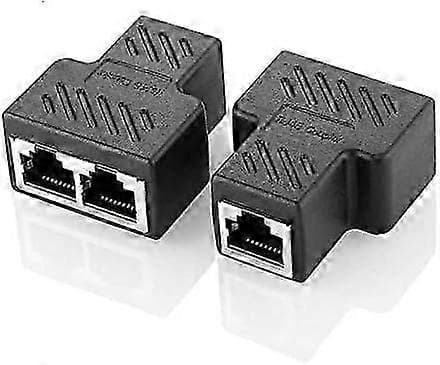 RJ45 Splitter Stik Adapter 1 til 2 Ethernet Splitter Kobling Dobbelt Stik HUB Interface Kontakt Modulært Stik Forbind Netværk LAN Internet C[J]