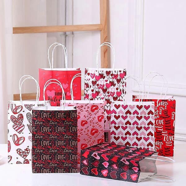 50 stk. Valentinsdag gavepose, hjerteformet dekoreret mulepose, gaveindpakningspose, souvenirpapirpose, Mors Dag[J]