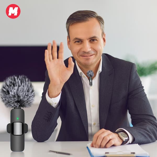 Trådløs mikrofon krystalklar lyd med støjreduktion til iPhone 15, tablets, Android-telefoner, Samsung[J]