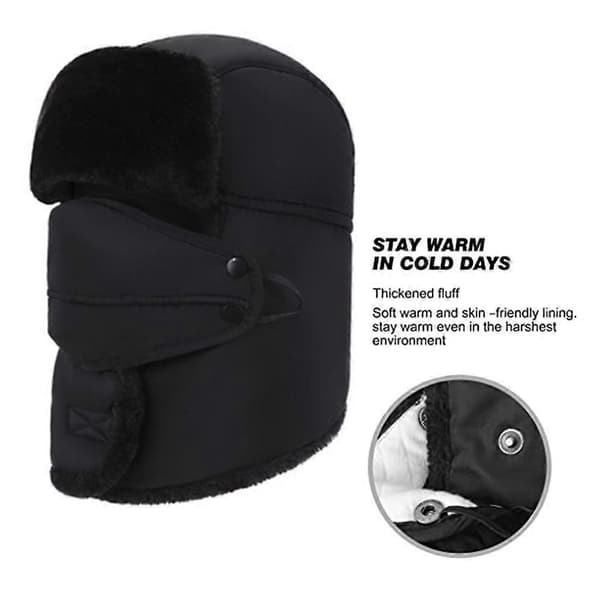 Varm och snygg skid-pilotmössa Black