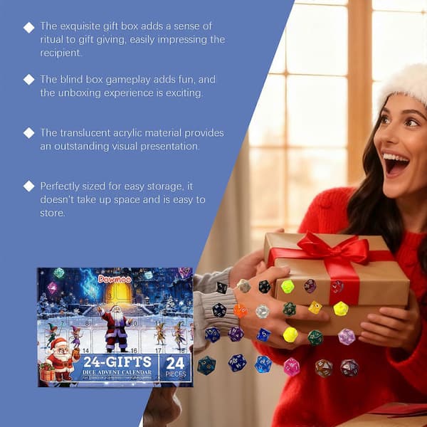 DOWMOO 24PCS Julnedräkning Adventskalender Tärning Blindlåda Akryl Julklapp[J] MultiColor