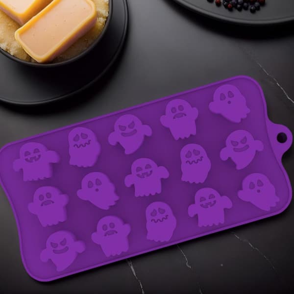 Silikoneform til Halloween – Sødt design, nem at afforme og genanvendelig (ideel til sukkerpasta) (J)