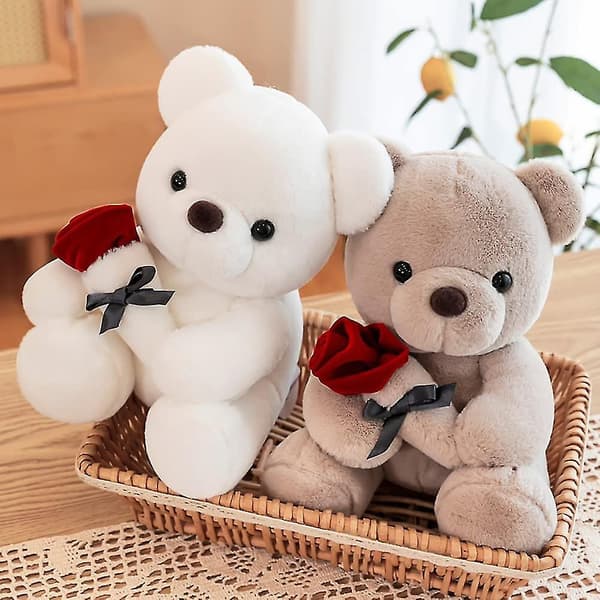 3 meter grå bamse med rose til hende/kæreste/elsker/mor/børn