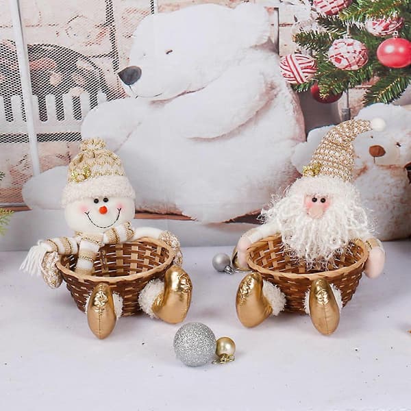 Julklappspåsar Godisburk Förvaringskorg Tomte Snögubbe Låda Söt Julgodis[J] elder