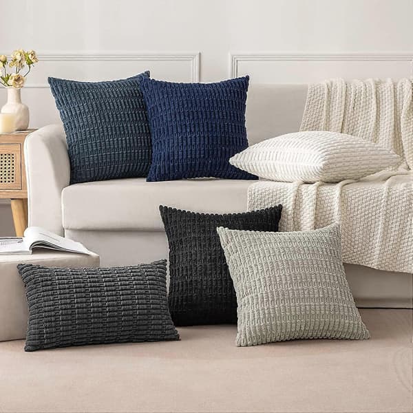 2-pack manchester prydnadskuddfodral 45x45 cm Mjuka Boho-randiga kuddfodral Modern bondgårds heminredning för soffa vardagsrum