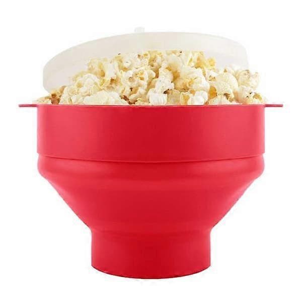 Popcornskål Silikon Mikrovågsskål för Popcorn - Vikbar Röd [XR][J]