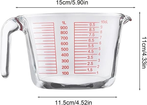 Klar glas målebægersæt 4 dele (JJ)