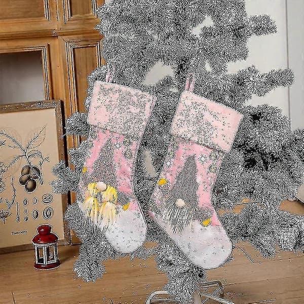 Julepynt Julestrømpe Pink Med LED-lys Lysende Rudolf Julestrømper Børn Ne PXCL[J]