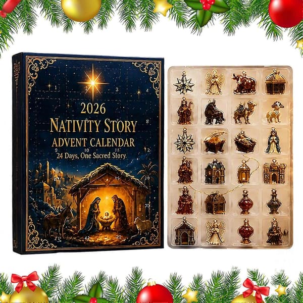 Julekrybbe-adventskalender til jul, 24 dages nedtælling med akrylpynt Sets