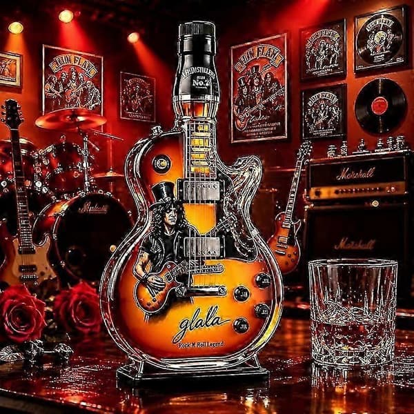 Gitarrformad karaff glasflaska för whisky vin Rock N Roll hemmabarsdekoration