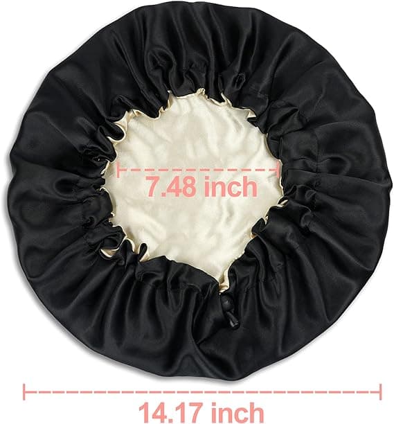 Satin Sleep Cap, Justerbar, Dobbeltsidet (Sort og Pink)