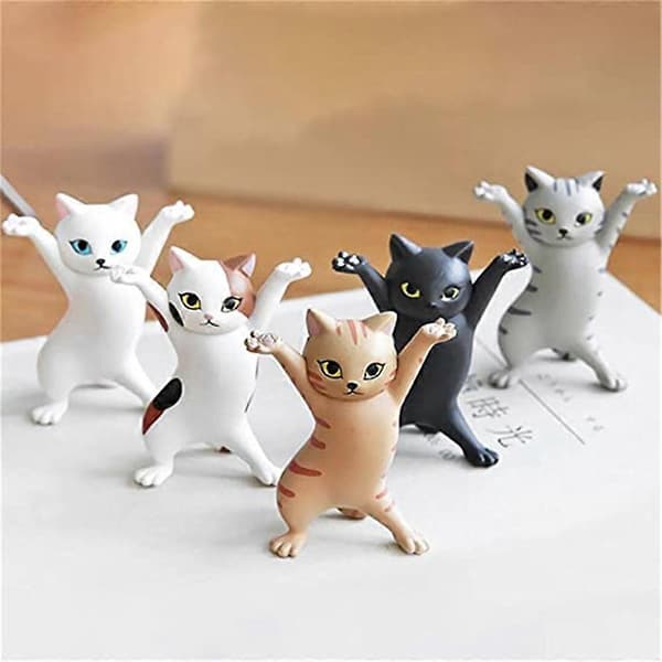 5 STK Kattebånd Dansende Kat, Dansende Kat med Hævede Hænder Model Ornament