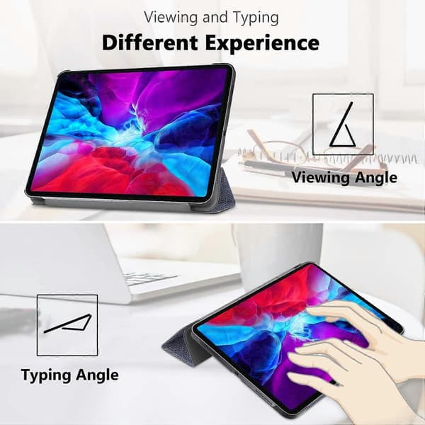 Smart Case til nye iPad Pro 12,9 tommer 2020-deksel 4. generasjon, lett smart trefoldig stativdeksel med automatisk dvale/vekking for iPad Pro