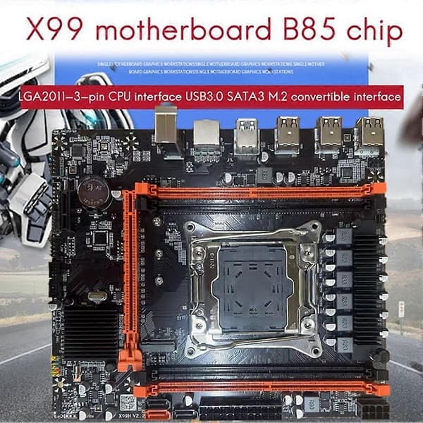 X99 D4 Stationär Moderkort+Switch Kabel B85 LGA2011-3 4X DDR4 REG ECC RAM-platser M.2 PCIE SATA3.0 X99 Spelmoderkort[J]