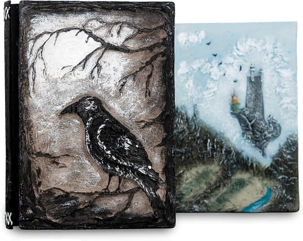 3D Relief Notesbog Journal Skrive Præget Notesbog Journal Håndlavet Daglig Notesblok Antik Rejsedagbog (7.3\" x 5.1\" (Sort-krage)[J]