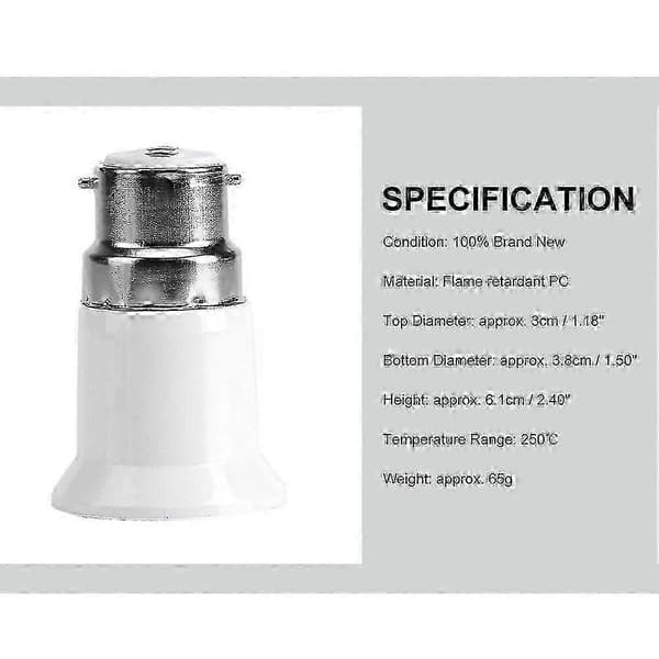 B22 til E27 lyspæreadapter B22 til Edison-skrue E27 lampekonverterholder lyssokkeladapter lampeholder belysningsdeler 2pcs