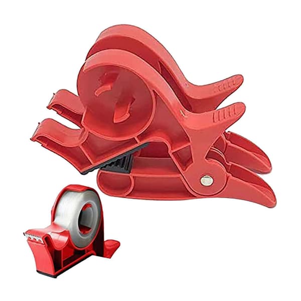 4 st tejpdispenser julklappspapper bordsklämma - bordsinpackningsverktyg, julklappstejpdispenser Red