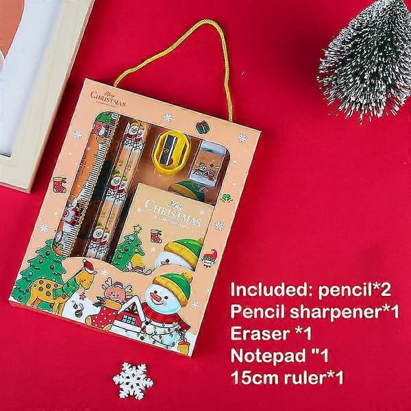 6st/set Julpappersvaror Barns Söta Tecknade Skolmaterial Presentförpackning[J] Red 1 Set