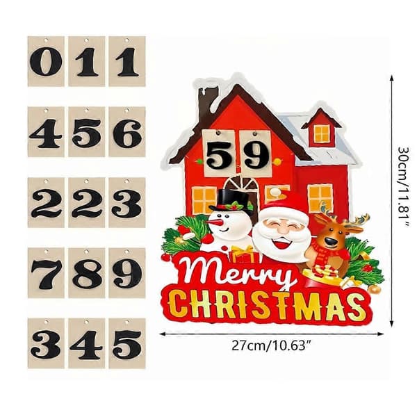 Nedräkningskalender Träprydnad 12-Panel Bordsdekoration