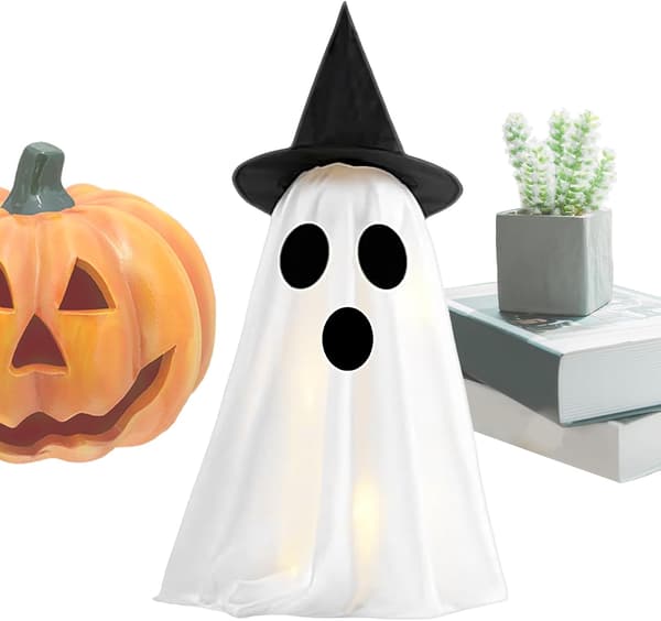Halloween havepynt med lysende spøgelser, udendørs havepynt (J)