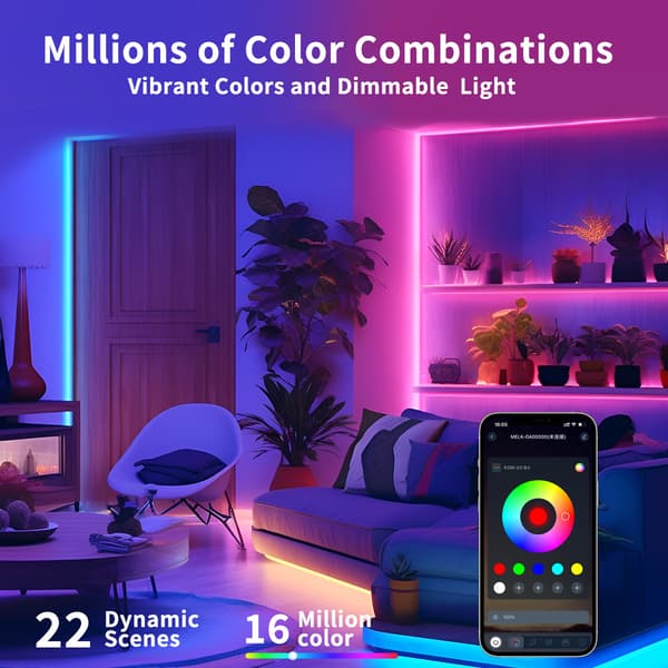 LED Strips 3535-12RGB LED-lys, 44-tasters Bluetooth-controller, farverige dekorative lys (25 meter)[J]