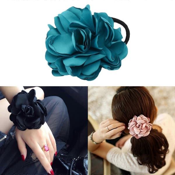 2 st mode stora blomhårrosetter elastiska hårband scrunchies hästsvanshållare stretchiga hårband håraccessoarer[J] suit 6