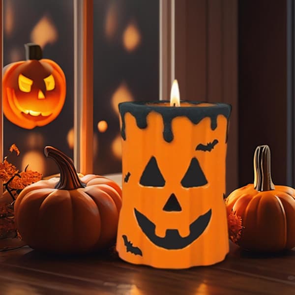 Non-stick glat silikone Halloween græskar lysform til håndværk, sæbe- og chokoladefremstilling (J)