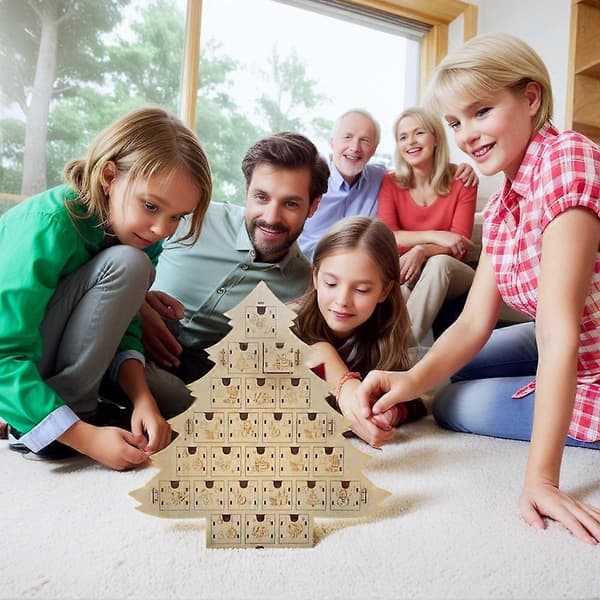Julgran Box Kalender Skåp Trä Kalender Dekoration Prydnad