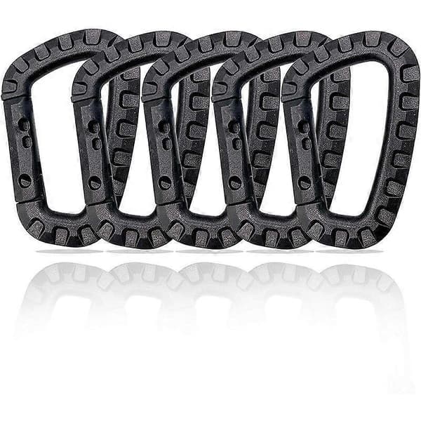 5-pack plastkarbinhakar - Svart - D-formad [XR][J]