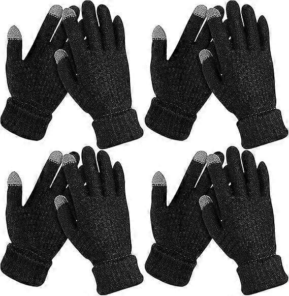 4 par kvinders vinter touch screen handsker varme fleeceforede strikkehandsker [XR][J]