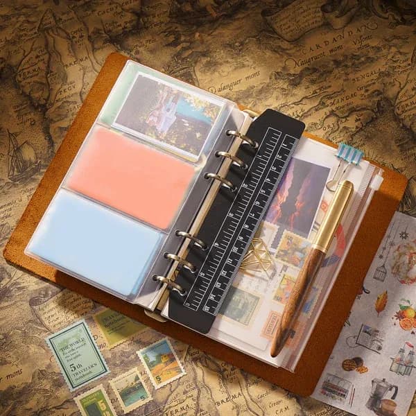 Læderbind Notesbog A5/A6/A7 Budget Binder Planner til kvinder Mænd Journalføring Brun - A7