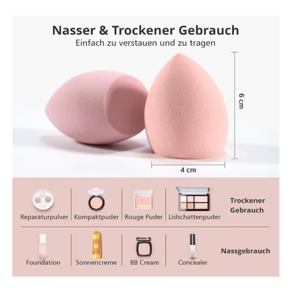 Makeupsvamp - Ikke specificeret - 4-delt sæt - Blød - Elastisk - Våd og tør brug