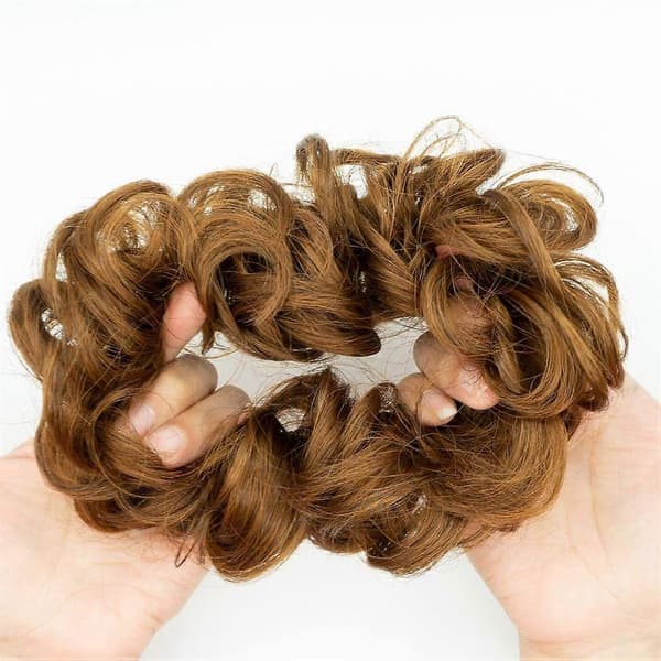 QTHQTFL 2 stk. rodet knold hårstykke scrunchie hårknold hårstykker til kvinder piger elastisk gummibånd krøllet bølget syntetisk hårknold scrunchie[J]