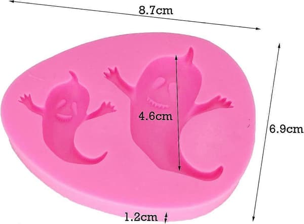 Spøgelsesformede silikoneforme til Halloween kagepyntningsværktøjer DIY chokolade slik småkager kiks gummi fondant budding cupcake bageform, [J]