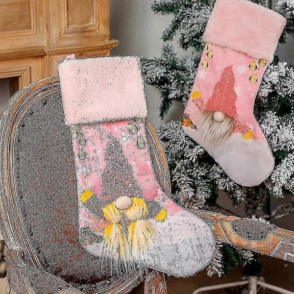 Julepynt Julestrømpe Pink Med LED-lys Lysende Rudolf Julestrømper Børn Ne PXCL[J]