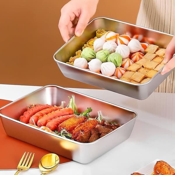 Set med 3 brödformar i rostfritt stål med lock - Rektangulära - 25 × 19 × 5 cm - Tål diskmaskin