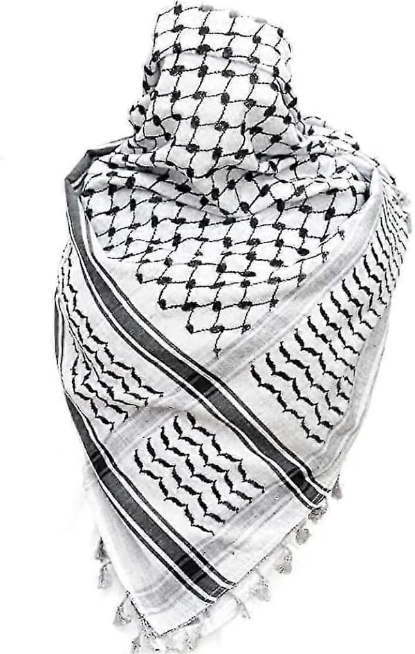 Bred Keffiyeh-skjerf med dusker - Houndstooth-design, 100 % bomull