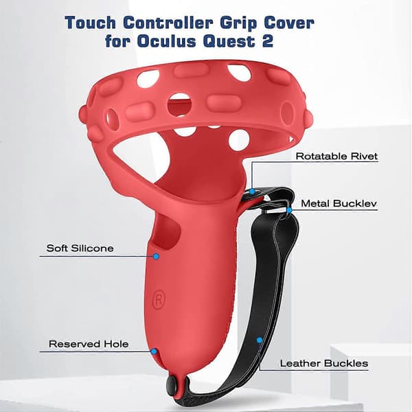 Silikon Touch Controller Greppskydd för Oculus Newest Quest 2, Skyddande och Halkfritt VR Gaming Headset Controller Sleeve Cover (Röd)[J]
