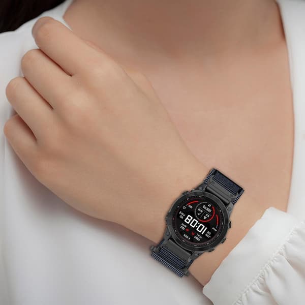Nylonranneke tarranauhalla Garmin Fenix 7X/7X Pro/Instinct 2X/Quickfit 26mm[J] Black