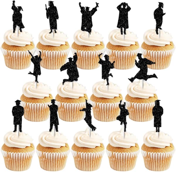 Graduation Cake Decoration Set – 14 dekorative pinde med tillykke (J)