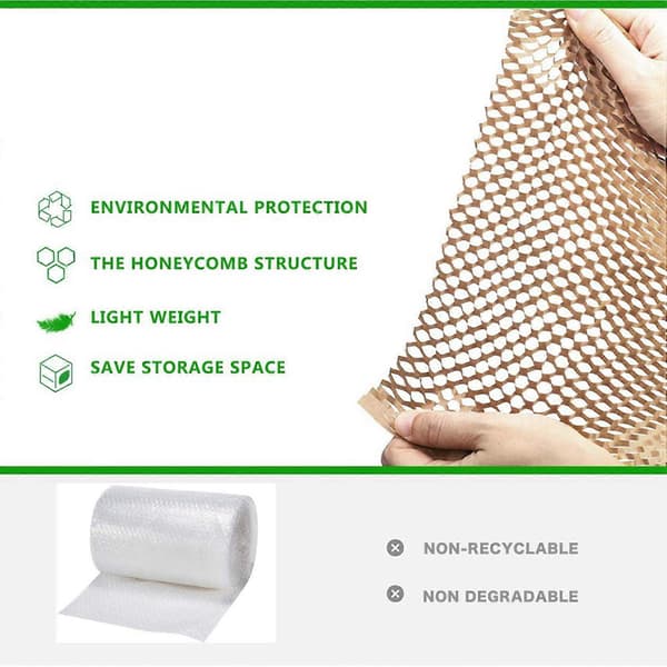 4 rullar återvunnet packpapper 12 tum x 33 fot eko bikakepapper för flyttförpackning återvinningsbart dämpningsmaterial Brown