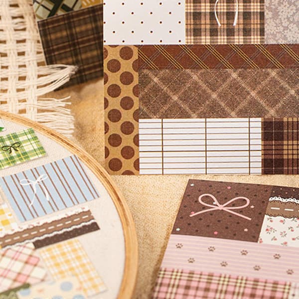 Skrivbart Scrapbooking Papirsæt, 30 Ark Patchwork Print Journaling Papir til Notesbogsdekoration, Scrapbogskollage og Dagbøger Flerfarvet[J] lime geometry