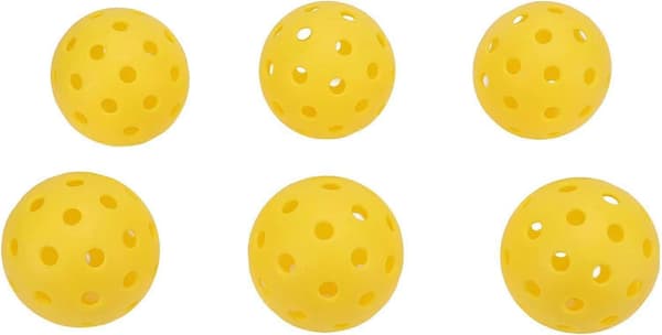 6 st/set Plast Pickleball Set med Hål Ihålig Gul Standard Utomhus