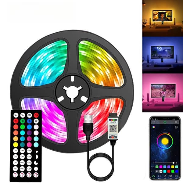 LED-strips 5050-12, med 44-knappers Bluetooth-fjernkontroll (10 meter)