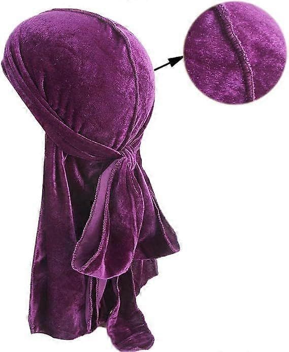 Unisex fløyel og silkeaktig Deluxe Durag for 360 Waves Hodeplagg Lang Hale